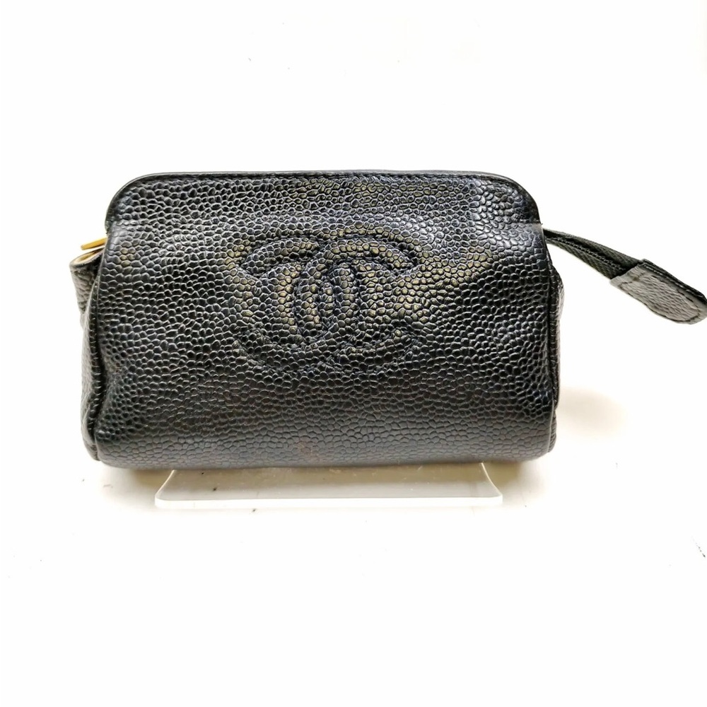 Super Rare Chanel Caviar VTG Pouch Bag 05
